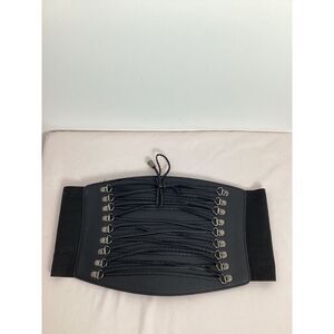 Halloween Costume Black Corset Barmaid Pirate Pin Up Girl Waist Band Theater OS